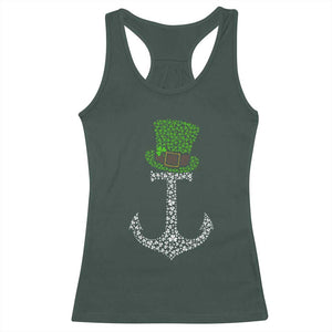 Lucky Shamrock Anchor Racerback Tank Top Leprechaun Cruise Squad St. Patrick's Day TS02 Dark Forest Green Print Your Wear