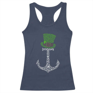 Lucky Shamrock Anchor Racerback Tank Top Leprechaun Cruise Squad St. Patrick's Day TS02 Navy Print Your Wear