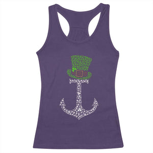 Lucky Shamrock Anchor Racerback Tank Top Leprechaun Cruise Squad St. Patrick's Day TS02 Purple Print Your Wear