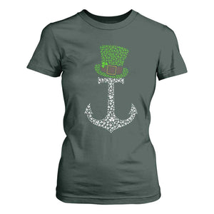 Lucky Shamrock Anchor T Shirt For Women Leprechaun Cruise Squad St. Patrick's Day TS02 Dark Forest Green Print Your Wear