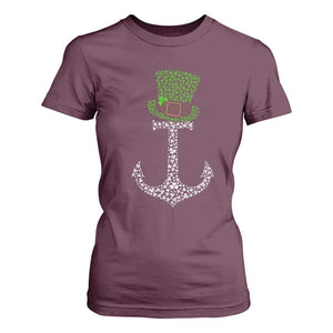 Lucky Shamrock Anchor T Shirt For Women Leprechaun Cruise Squad St. Patrick's Day TS02 Maroon Print Your Wear