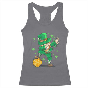 Cute Dabbing Leprechaun Racerback Tank Top Funny St Patricks Day TS02 Charcoal Print Your Wear