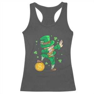 Cute Dabbing Leprechaun Racerback Tank Top Funny St Patricks Day TS02 Dark Heather Print Your Wear