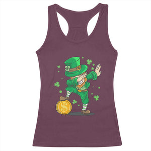 Cute Dabbing Leprechaun Racerback Tank Top Funny St Patricks Day TS02 Maroon Print Your Wear