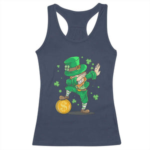 Cute Dabbing Leprechaun Racerback Tank Top Funny St Patricks Day TS02 Navy Print Your Wear