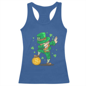Cute Dabbing Leprechaun Racerback Tank Top Funny St Patricks Day TS02 Royal Blue Print Your Wear