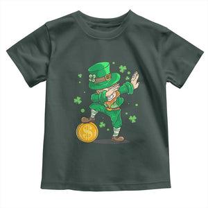 Cute Dabbing Leprechaun Toddler T Shirt Funny St Patricks Day TS02 Dark Forest Green Print Your Wear
