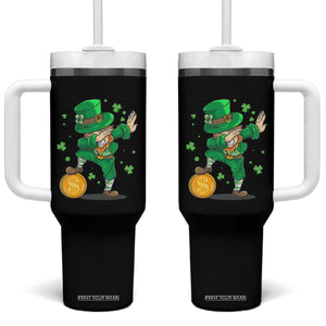 Cute Dabbing Leprechaun Tumbler With Handle Funny St Patricks Day TS02 One Size: 40 oz Black Print Your Wear