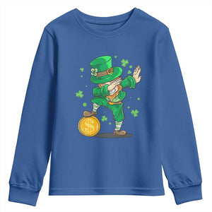 Cute Dabbing Leprechaun Youth Sweatshirt Funny St Patricks Day TS02 Royal Blue Print Your Wear