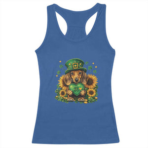 Cute Dachshund Leprechaun Racerback Tank Top Shamrock St. Patrick's Day Dog Lover TS02 Royal Blue Print Your Wear