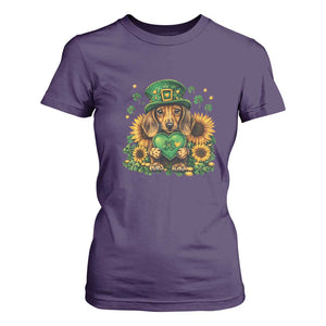 Cute Dachshund Leprechaun T Shirt For Women Shamrock St. Patrick's Day Dog Lover TS02 Purple Print Your Wear