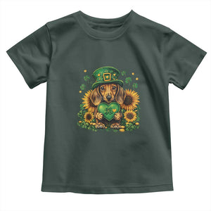 Cute Dachshund Leprechaun Toddler T Shirt Shamrock St. Patrick's Day Dog Lover TS02 Dark Forest Green Print Your Wear