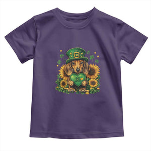 Cute Dachshund Leprechaun Toddler T Shirt Shamrock St. Patrick's Day Dog Lover TS02 Purple Print Your Wear