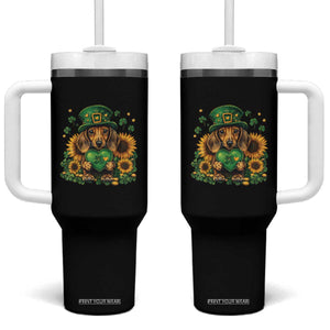 Cute Dachshund Leprechaun Tumbler With Handle Shamrock St. Patrick's Day Dog Lover TS02 One Size: 40 oz Black Print Your Wear