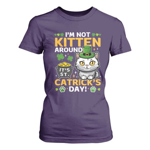Cute Cat Leperchaun T Shirt For Women Im Not Kitten Around Catrick's Day St Patricks TS02 Purple Print Your Wear