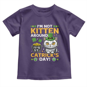 Cute Cat Leperchaun Toddler T Shirt Im Not Kitten Around Catrick's Day St Patricks TS02 Purple Print Your Wear