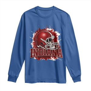 Indiana Game Day Energy Long Sleeve Shirt Football Helmet Splash Hoosier State Sports Pride TS02 Royal Blue Print Your Wear
