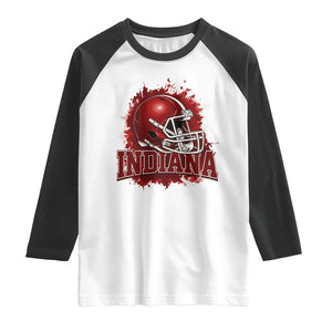 Indiana Game Day Energy Raglan Shirt Football Helmet Splash Hoosier State Sports Pride TS02 White Black Print Your Wear