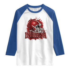 Indiana Game Day Energy Raglan Shirt Football Helmet Splash Hoosier State Sports Pride TS02 White Royal Print Your Wear