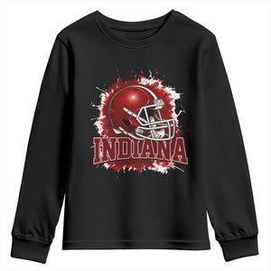 Indiana Game Day Energy Youth Sweatshirt Football Helmet Splash Hoosier State Sports Pride TS02 Black Print Your Wear