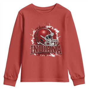 Indiana Game Day Energy Youth Sweatshirt Football Helmet Splash Hoosier State Sports Pride TS02 Red Print Your Wear