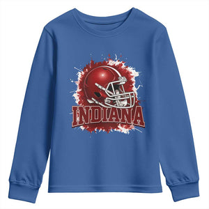 Indiana Game Day Energy Youth Sweatshirt Football Helmet Splash Hoosier State Sports Pride TS02 Royal Blue Print Your Wear
