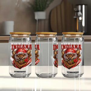 Indiana Football Spirit Bison with Rose Graphic Glass Can Hoosier State Sports Pride TS02 Print Your Wear