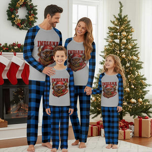 Indiana Football Spirit Bison with Rose Graphic Plaid Pajama Set Hoosier State Sports Pride TS02 Blue Plaid Print Your Wear