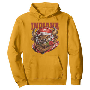 Indiana Football Spirit Bison with Rose Graphic Hoodie Hoosier State Sports Pride TS02 Gold Print Your Wear
