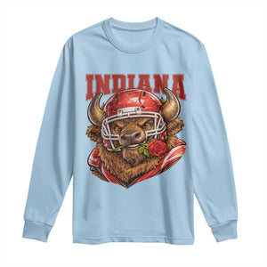 Indiana Football Spirit Bison with Rose Graphic Long Sleeve Shirt Hoosier State Sports Pride TS02 Light Blue Print Your Wear