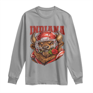 Indiana Football Spirit Bison with Rose Graphic Long Sleeve Shirt Hoosier State Sports Pride TS02 Sport Gray Print Your Wear
