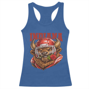 Indiana Football Spirit Bison with Rose Graphic Racerback Tank Top Hoosier State Sports Pride TS02 Royal Blue Print Your Wear