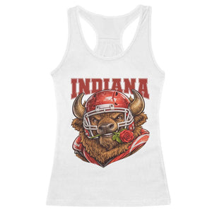 Indiana Football Spirit Bison with Rose Graphic Racerback Tank Top Hoosier State Sports Pride TS02 White Print Your Wear