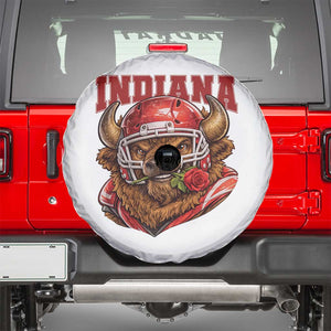 Indiana Football Spirit Bison with Rose Graphic Spare Tire Cover Hoosier State Sports Pride TS02 White Print Your Wear