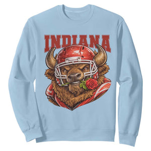 Indiana Football Spirit Bison with Rose Graphic Sweatshirt Hoosier State Sports Pride TS02 Light Blue Print Your Wear