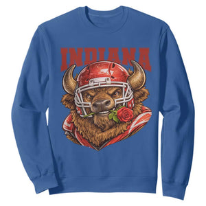 Indiana Football Spirit Bison with Rose Graphic Sweatshirt Hoosier State Sports Pride TS02 Royal Blue Print Your Wear