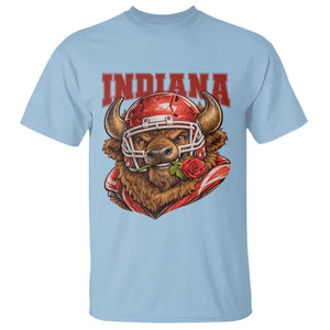 Indiana Football Spirit Bison with Rose Graphic T Shirt Hoosier State Sports Pride TS02 Light Blue Print Your Wear