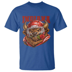 Indiana Football Spirit Bison with Rose Graphic T Shirt Hoosier State Sports Pride TS02 Royal Blue Print Your Wear