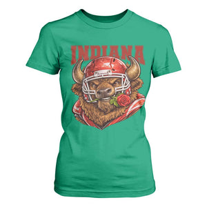 Indiana Football Spirit Bison with Rose Graphic T Shirt For Women Hoosier State Sports Pride TS02 Irish Green Print Your Wear