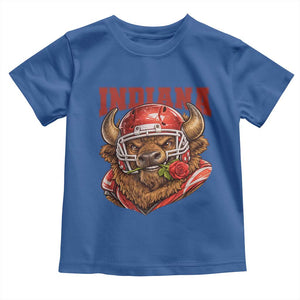 Indiana Football Spirit Bison with Rose Graphic Toddler T Shirt Hoosier State Sports Pride TS02 Royal Blue Print Your Wear