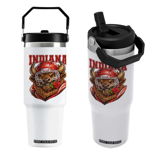 Indiana Football Spirit Bison with Rose Graphic Flip Straw Tumbler Hoosier State Sports Pride TS02 One Size: 30 oz White Print Your Wear