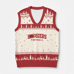 Hoosier State Pride Indiana Rose and Peach V-Neck Knit Sweater Vest Game Day Sports Pride TS02 Beige Red Print Your Wear