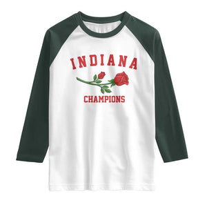Indiana Champions Rose Hoosier State Graphic Raglan Shirt Game Day Sports Pride TS02 White Dark Forest Green Print Your Wear