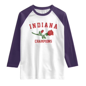 Indiana Champions Rose Hoosier State Graphic Raglan Shirt Game Day Sports Pride TS02 White Purple Print Your Wear