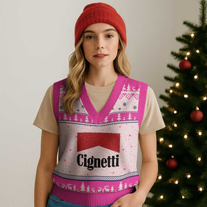 Cignetti Retro Red Box V-Neck Knit Sweater Vest Indiana Game Day Sports Fan TS02 Hot Pink Print Your Wear