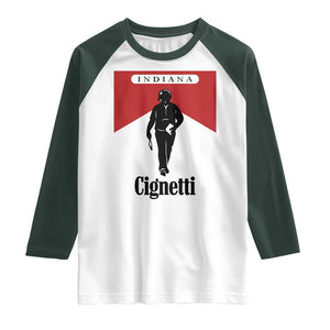 Cignetti Walking Retro Red Box Raglan Shirt Indiana Game Day Sports Fan TS02 White Dark Forest Green Print Your Wear