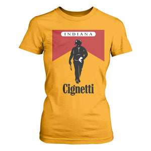 Cignetti Walking Retro Red Box T Shirt For Women Indiana Game Day Sports Fan TS02 Gold Print Your Wear
