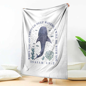Inspirational Christian Bible Verse Isaiah 43:2 Whale Shark Throw Blanket When You Go Through Deep Waters I Will Be With You TS02 Print Your Wear