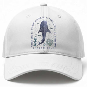 Inspirational Christian Bible Verse Isaiah 43:2 Whale Shark Baseball Cap When You Go Through Deep Waters I Will Be With You