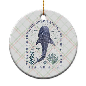 Inspirational Christian Bible Verse Isaiah 43:2 Whale Shark Ceramic Ornament When You Go Through Deep Waters I Will Be With You TS02 1pc Christmas Plaid Print Your Wear